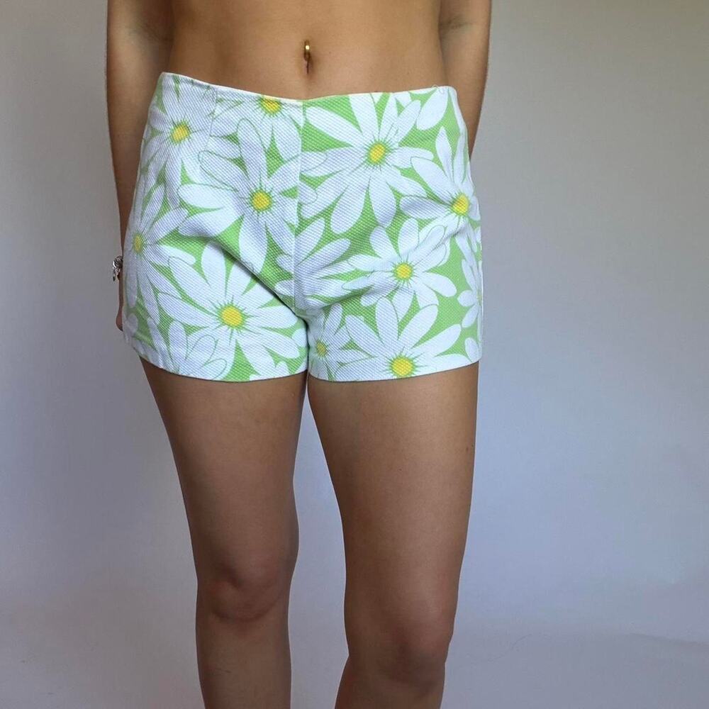 Vintage Daisy Print Mini Shorts